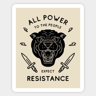 Black Panther - All Power to the People - Expect Resistance | Black Owned BLM Black Lives Matter | Original Art Pillowcase | Tattoo Style Logo Magnet